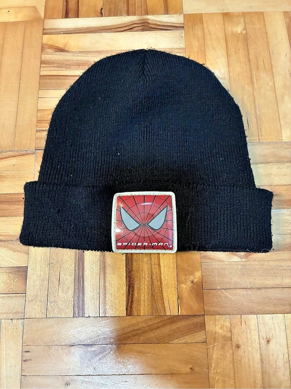 Marvel Spider-Man Roll-Down Beanie Hat with Mesh Eye Design Black & Red